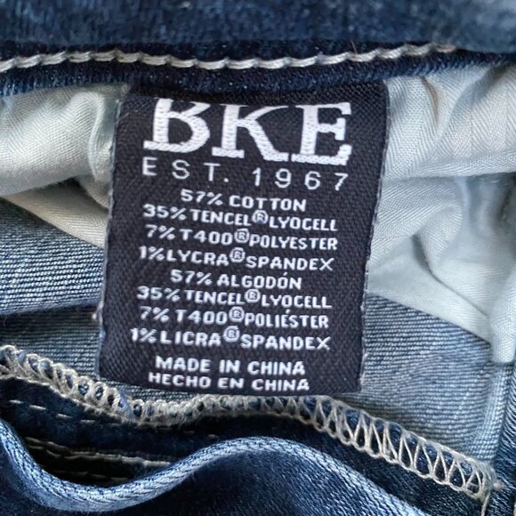 BKE Mens Tyler Bootcut Jean 34x30 (fit 34x29) Light Wash Whiskered Denim Western - Picture 6 of 12